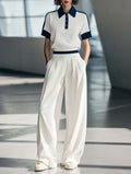 Women's White Knit Two-Piece Set – Short Sleeve