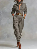 Women's Linen Cotton Jumpsuit - Collared, Relaxed | Megan