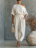 Women's White Two-Piece Set – Off-The-Shoulder