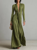 Women's Green Maxi Dress – V-Neck | Jana