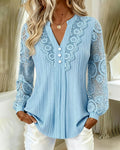 Women's Lace Blouse – V-Neck Long Sleeve | Livia