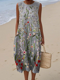 Women's Multicolor Floral Midi Dress – Sleeveless | Cara