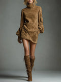 Women's Suede Mini Dress - Turtleneck Vintage | Marlowe