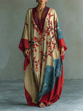 Women's Floral Maxi Dress - Batwing Sleeve, Blossom Print