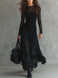 Women's Flowy Midi Dress - Sheer Long Sleeve | Yara