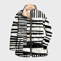 Women's Black/White Striped Quilted Jacket – Button-Front | Maxine