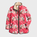 Women's Raspberry Floral Quilted Jacket – Button-Front | Nerys