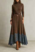Women's Brown Lace Maxi Dress | Abigail