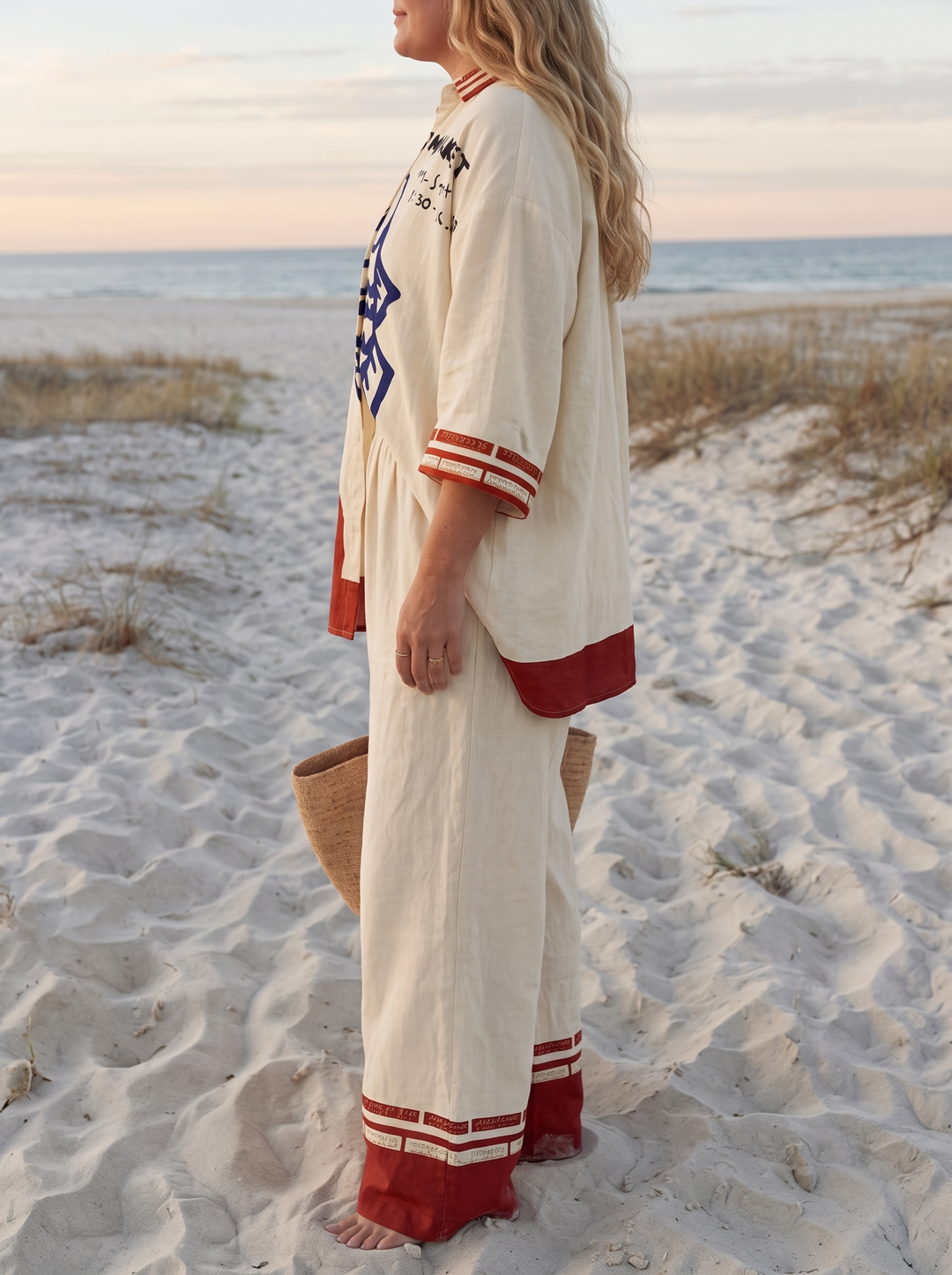 Ivory linen set side view
