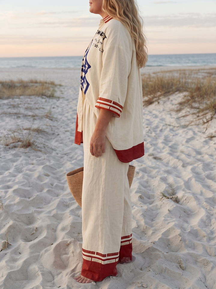 Ivory linen set side view