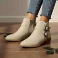 Women's Leather Ankle Boots with Block Heel | Venezia